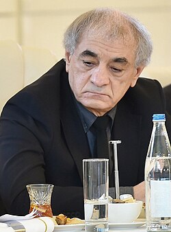 Azərbaycanın mədəniyyət və incəsənət xadimlərinin bir qrupunun Prezident İlham Əliyev və birinci xanım Mehriban Əliyeva ilə görüşü zamanı. 1 mart 2019-cu il.